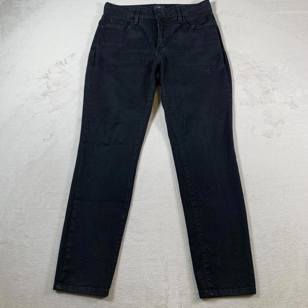 NYDJ Legging Jeans Womens 8 Petite Black Stretch Lift Tuck High Rise Denim Pants